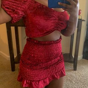 Velvet two piece skirt and top set